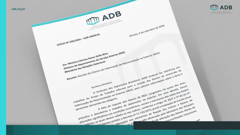 ADB Sindical solicita participação em grupo de trabalho sobre revisão da IREX 