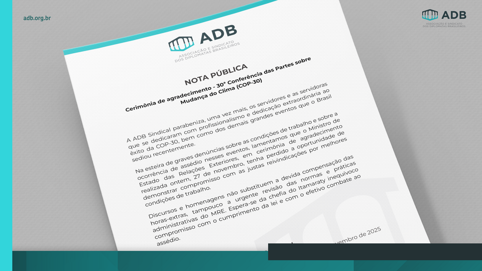 Nota sobre cerimônia de agradecimento - COP-30